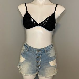 5/$25 - Xhilaration black crochet bikini top